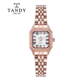 [TANDY] Women's Diamond Metal Wristwatch DIA-4042 – Real Diamond Accents, Classic Roman Indexes, Elegant & Timeless Design